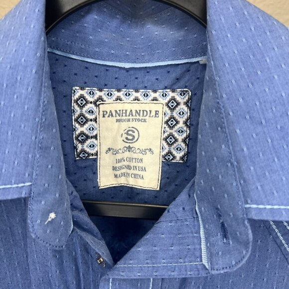 Panhandle Rough Stock Long Sleeve Shirt Blue Size Small - Picture 3 of 5